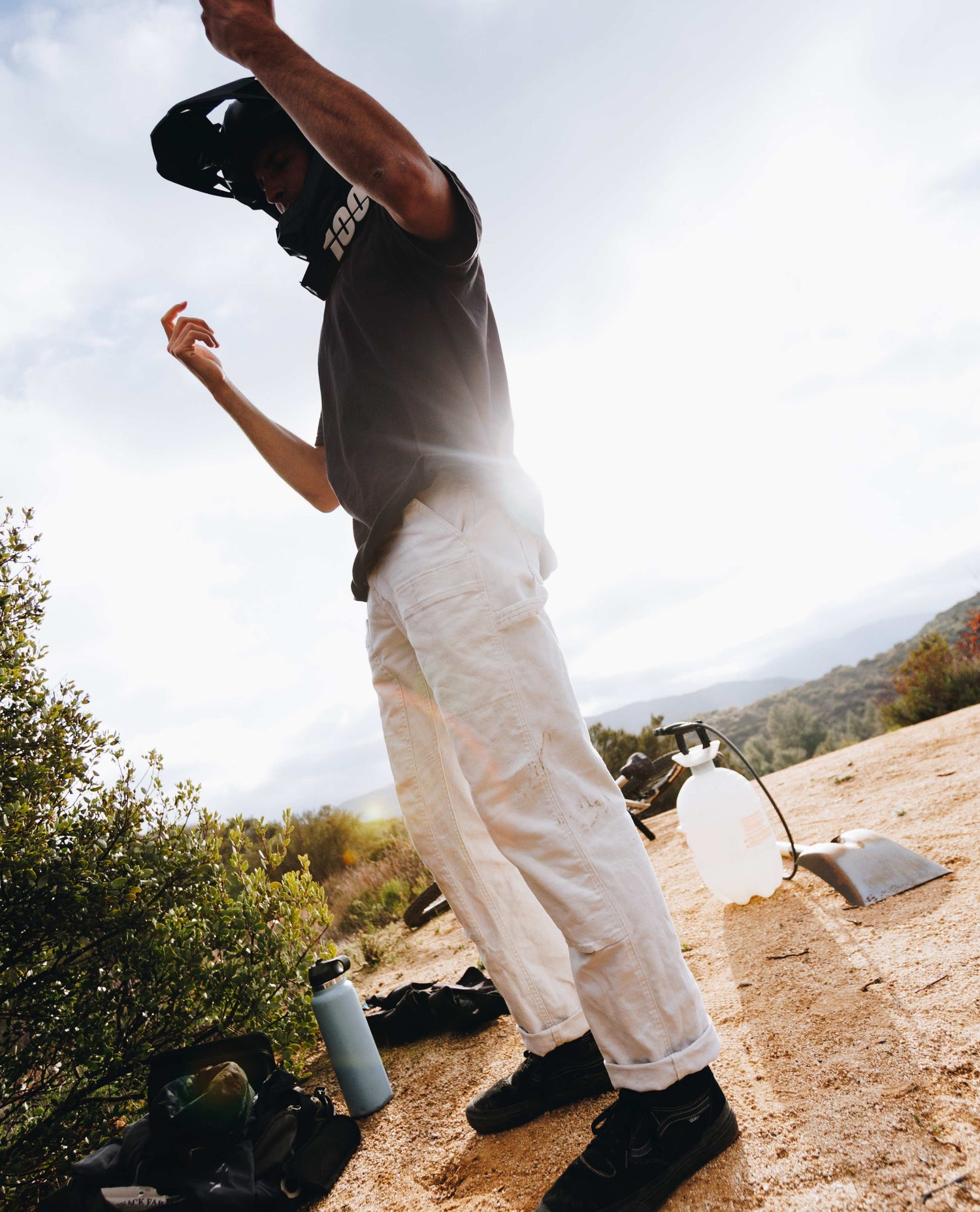 Jon Simek wearing bone utility