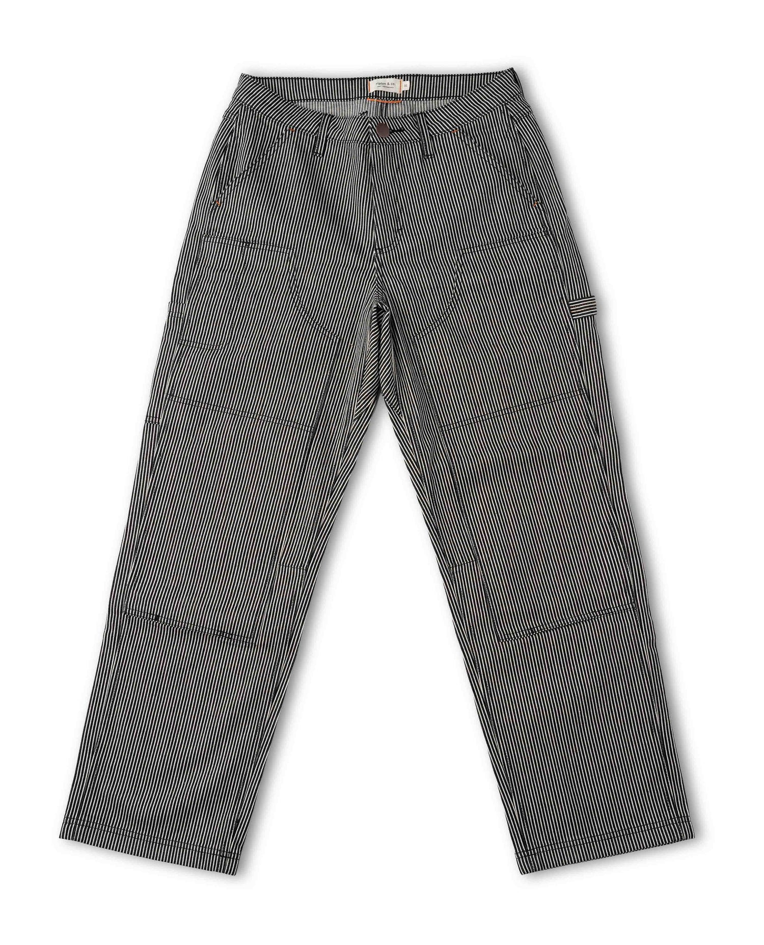 Black and white striped pant, front view, on white background.