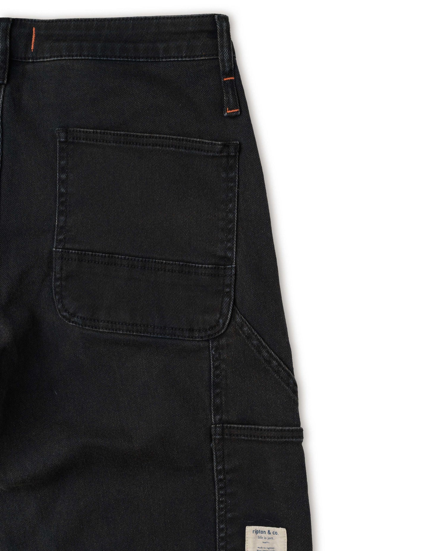 Black utility pants back pocket detail