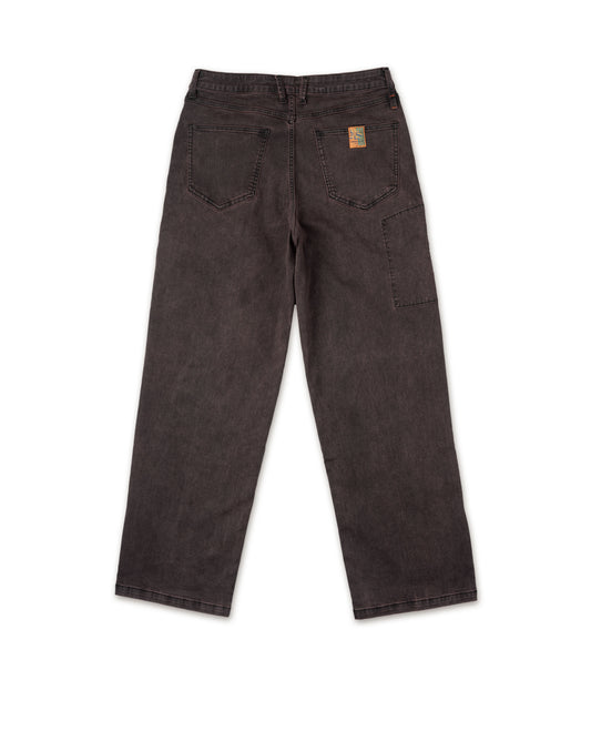 Brown pants with a brand logo on a white background