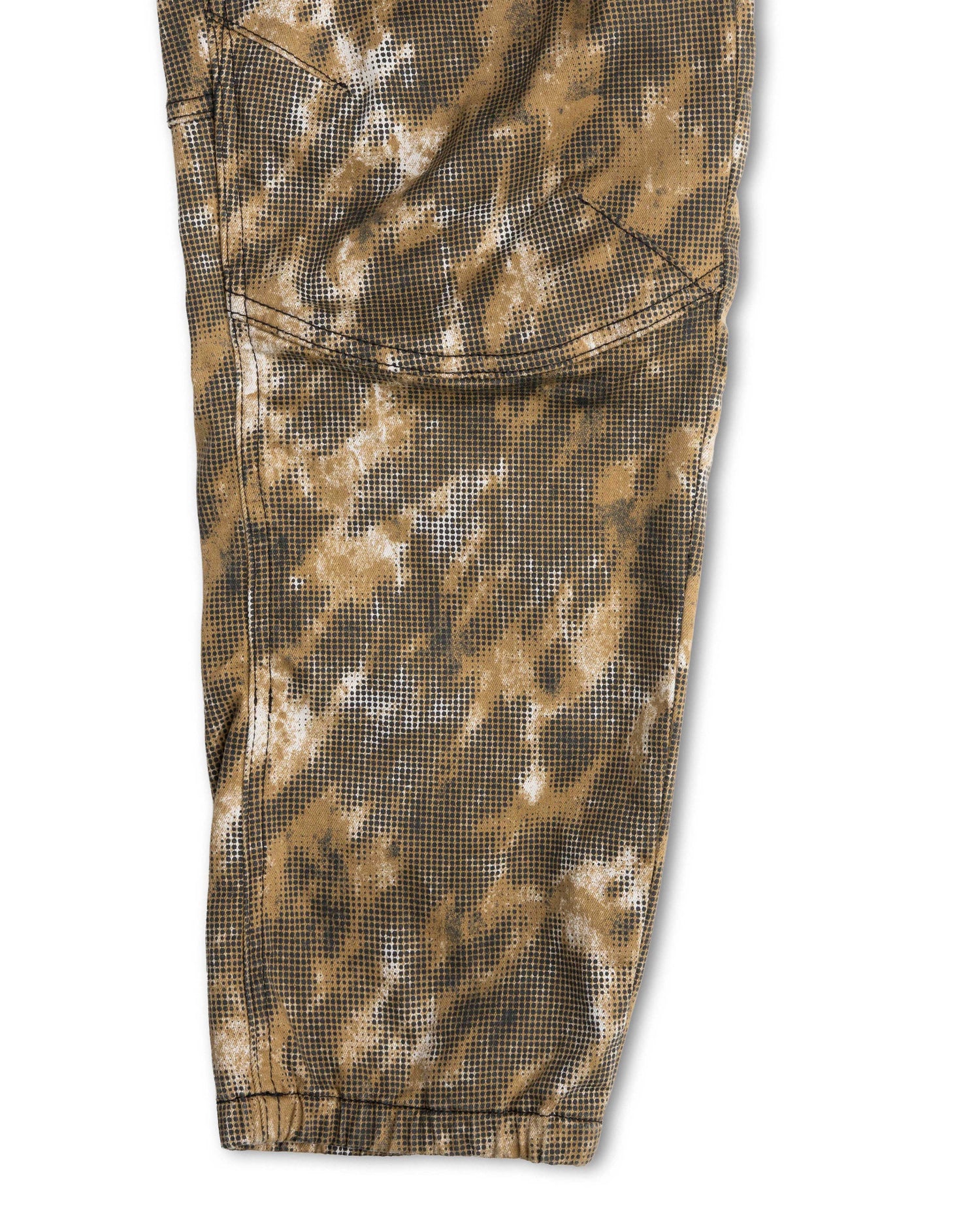 Tie-dye patterned pants on a white background