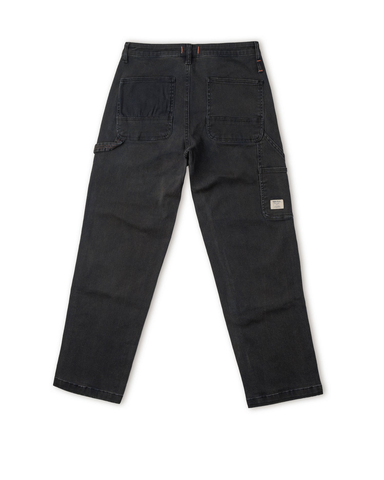 Black utility pants studio shot.