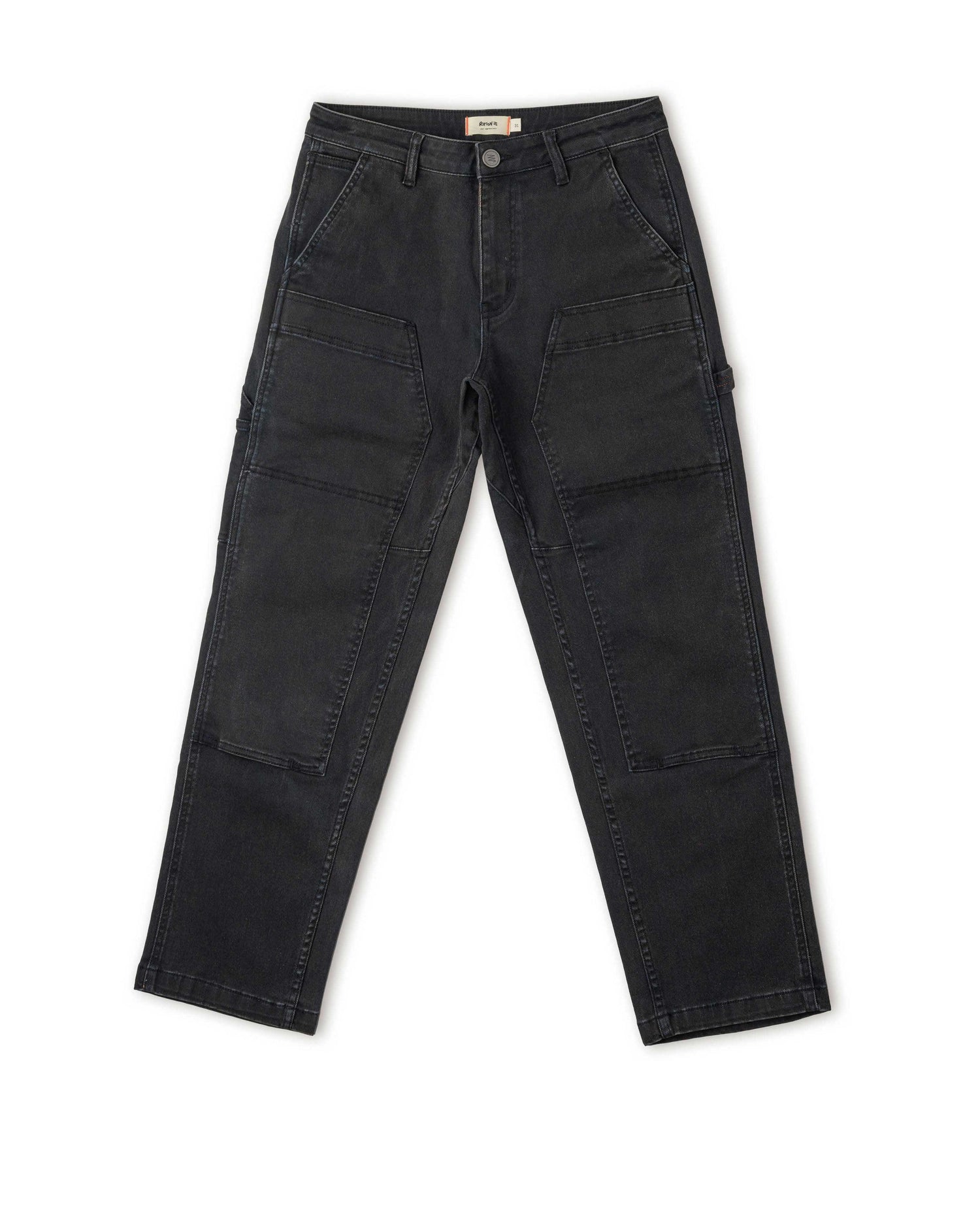 Black cargo pants on a white background