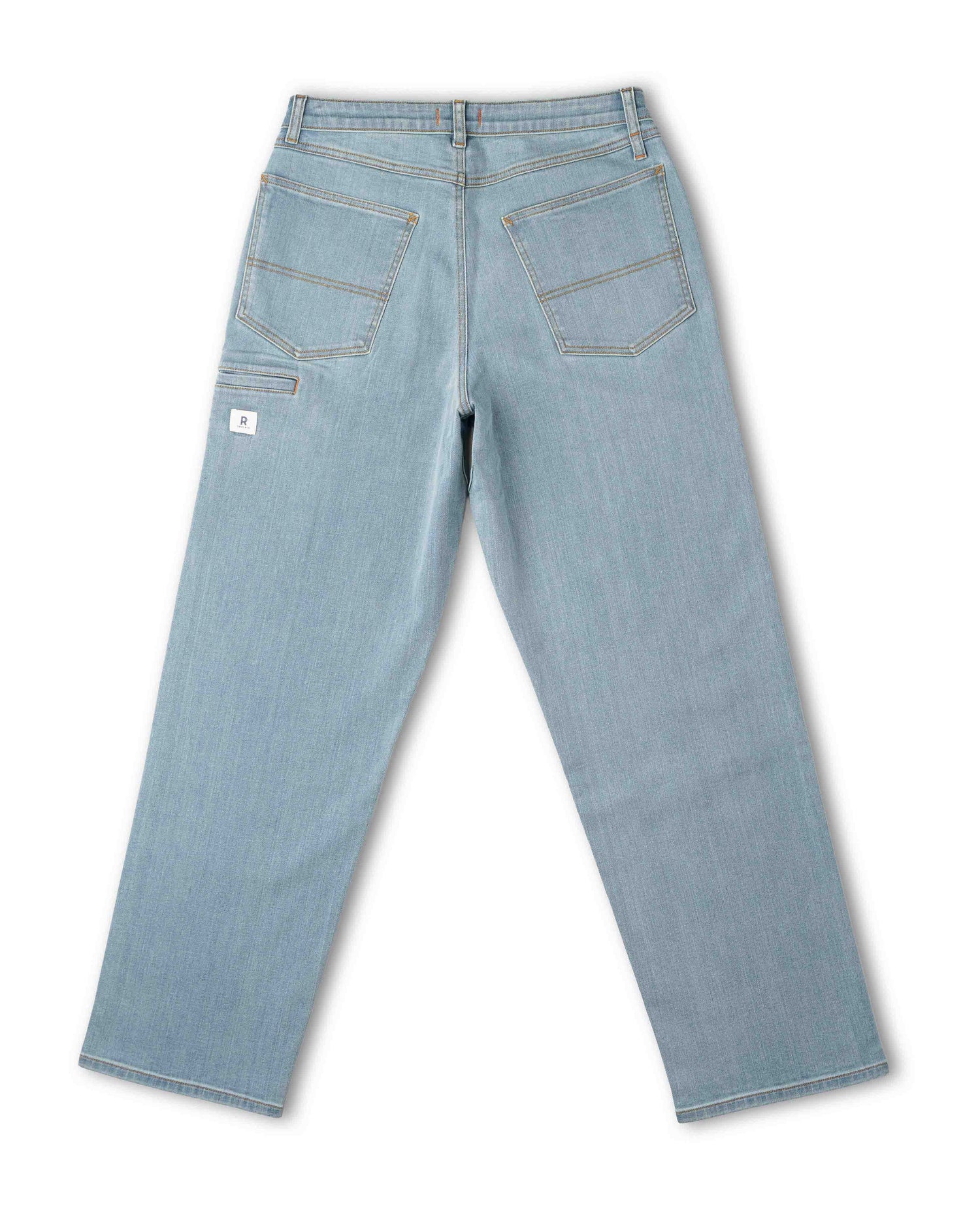 Light blue jeans on a white background