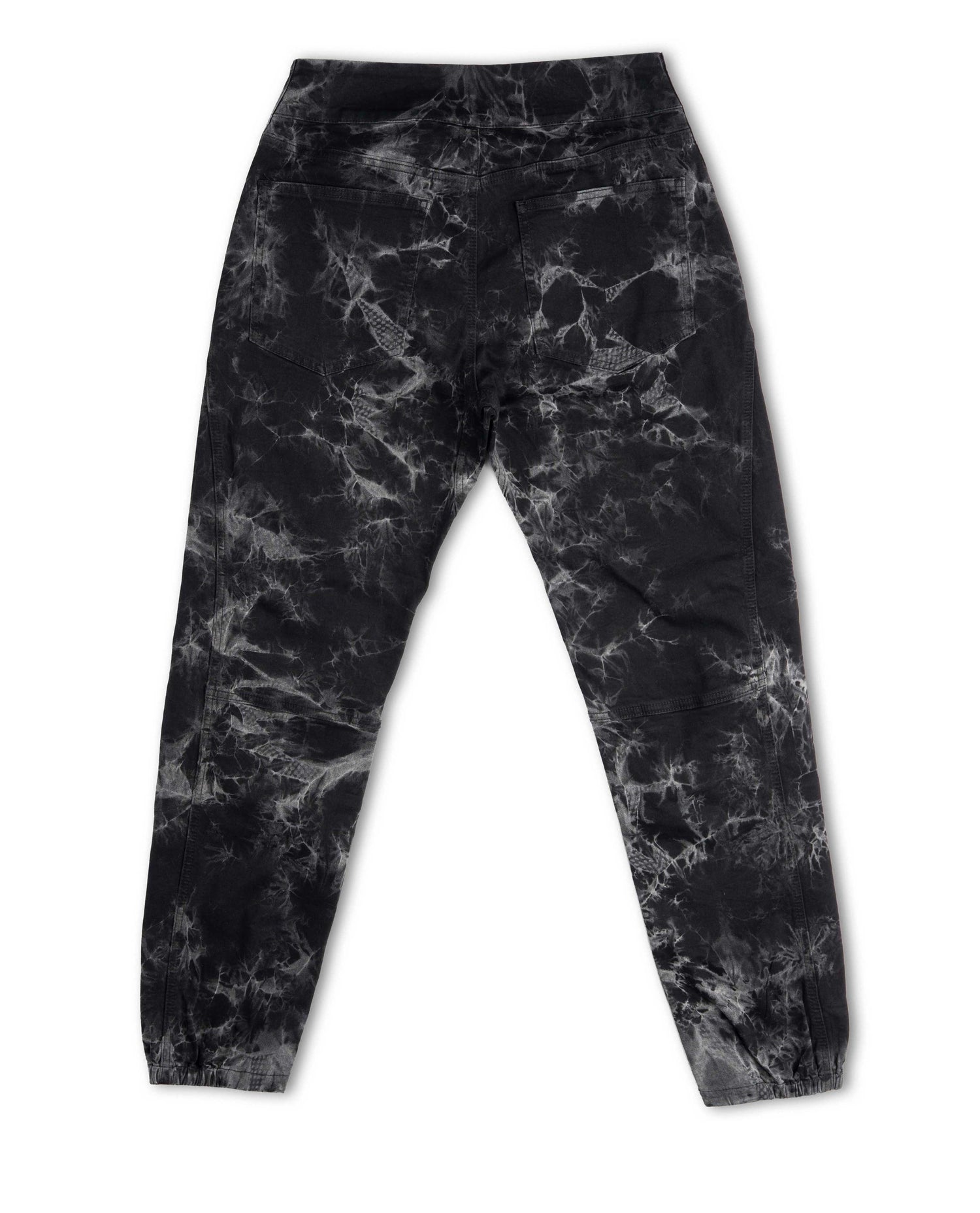 Black marble patterned pants on a white background