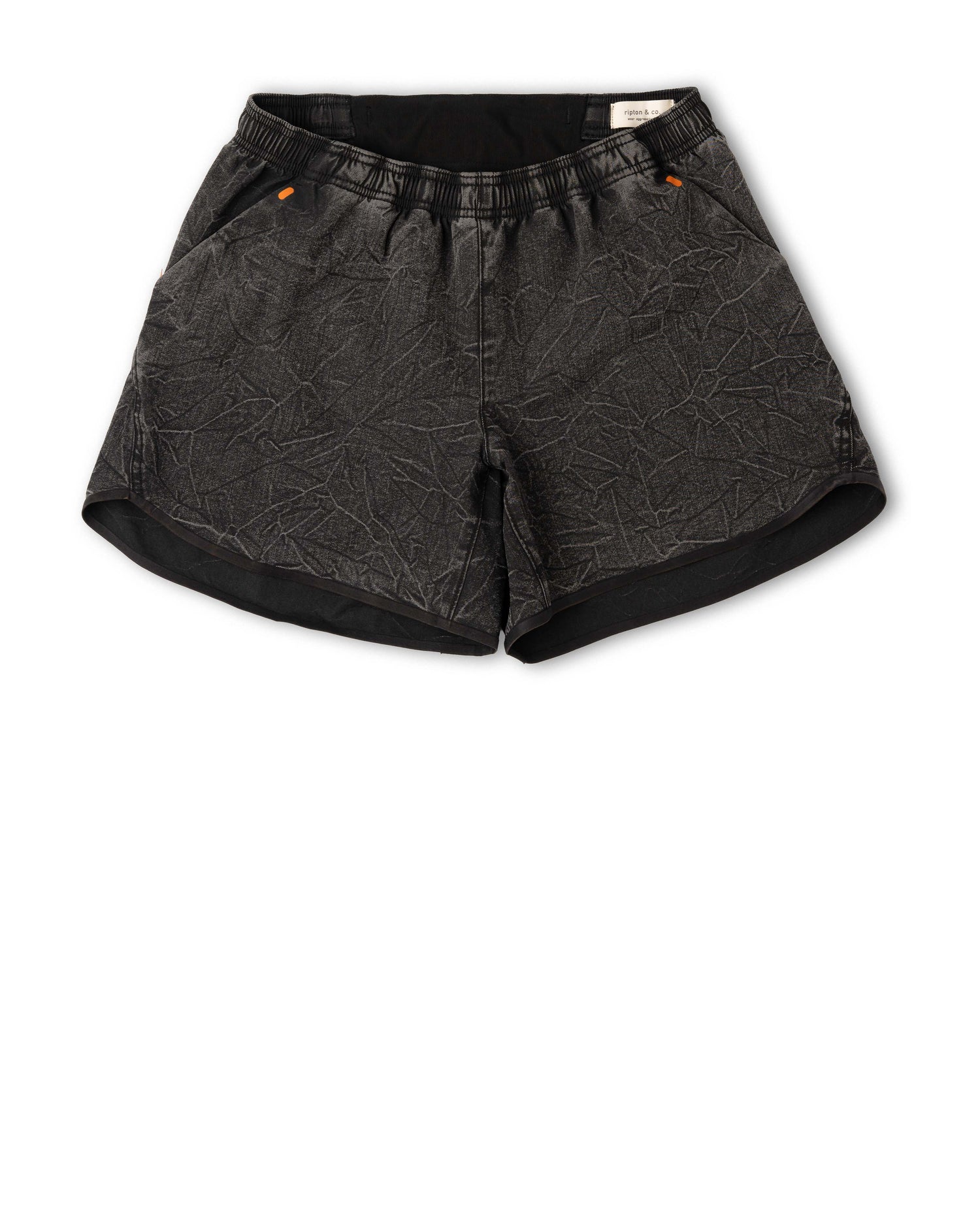 Black patterned shorts on a white background