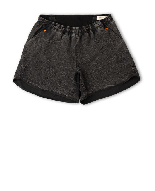 Black patterned shorts on a white background