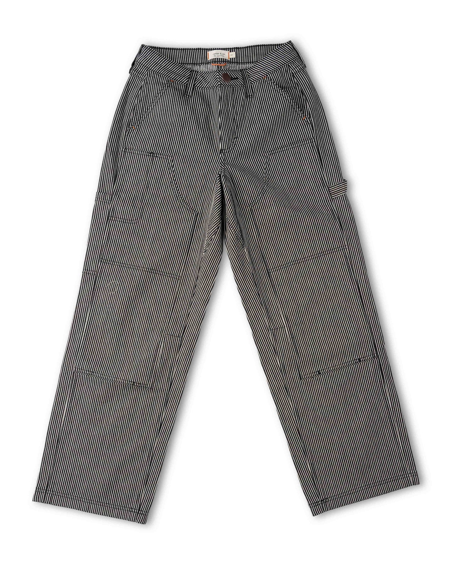 Black and white striped pant, front view, on white background