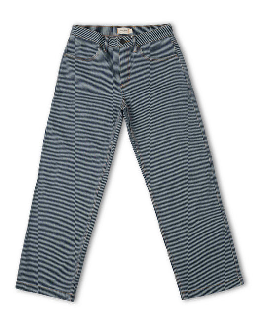 Blue striped pants on a white background