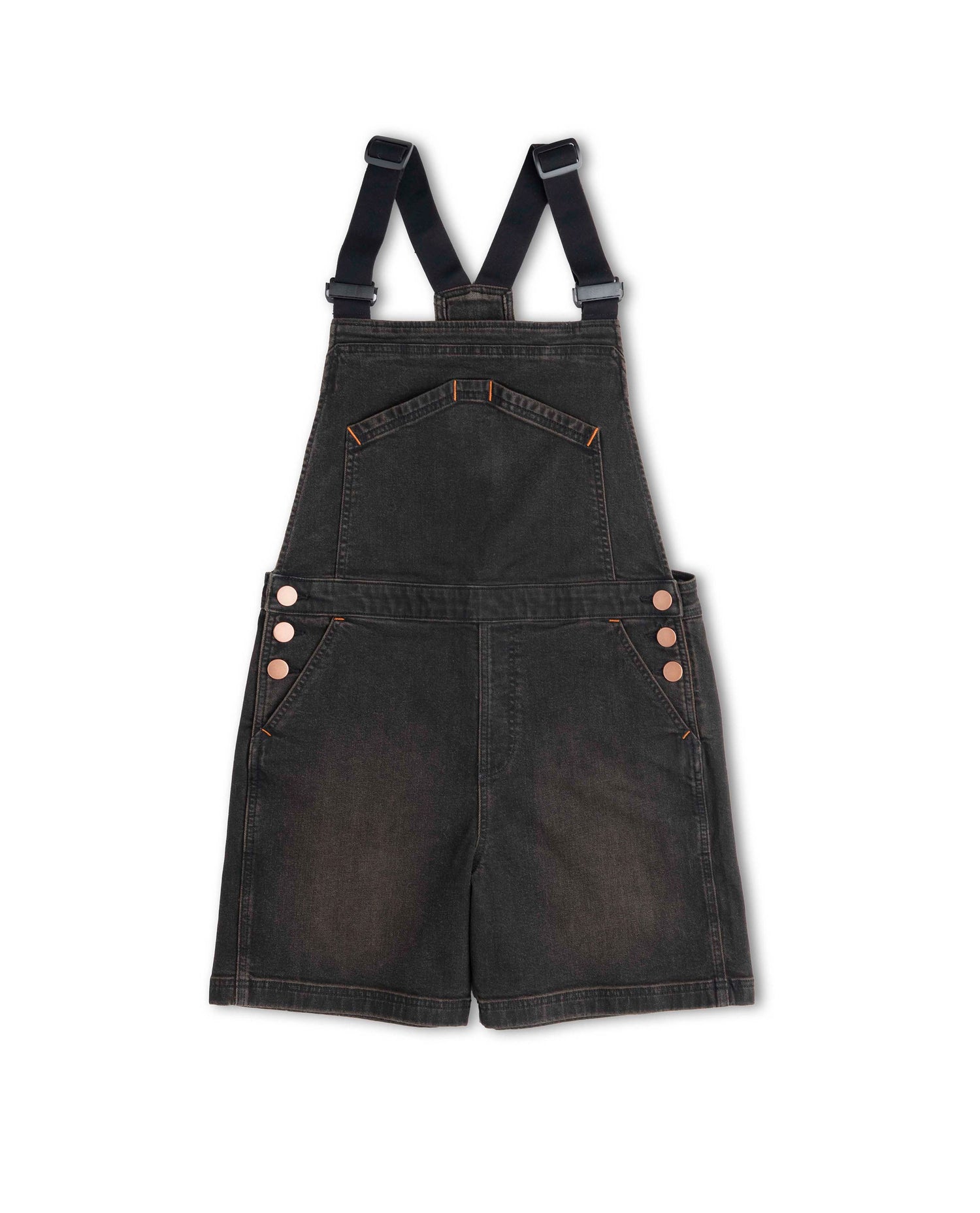 Dark brown short overalls on white background