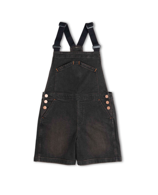 Dark brown short overalls on white background
