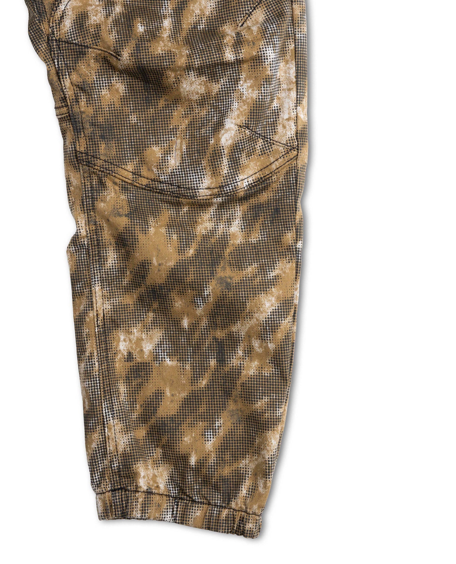 Camouflage-patterned pants on a white background