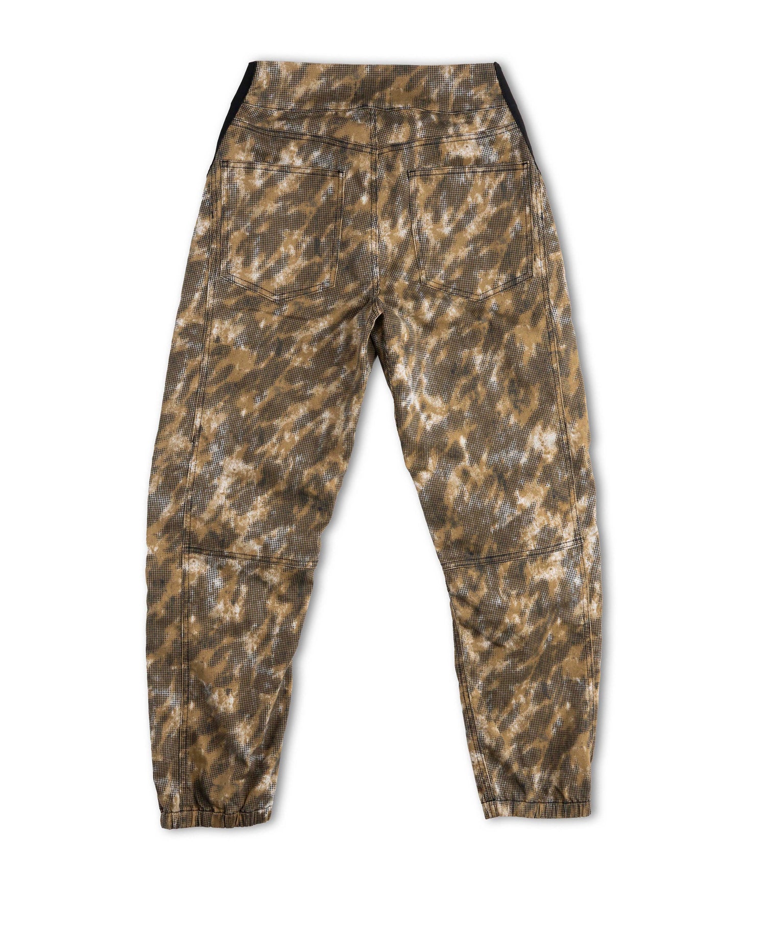 Back studio photo of the dot camo bike pants