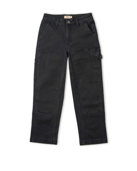 Black cargo pants on a white background