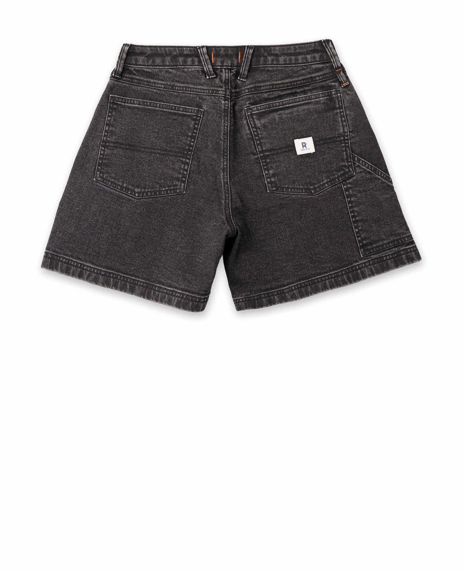 Back of black shorts on white background