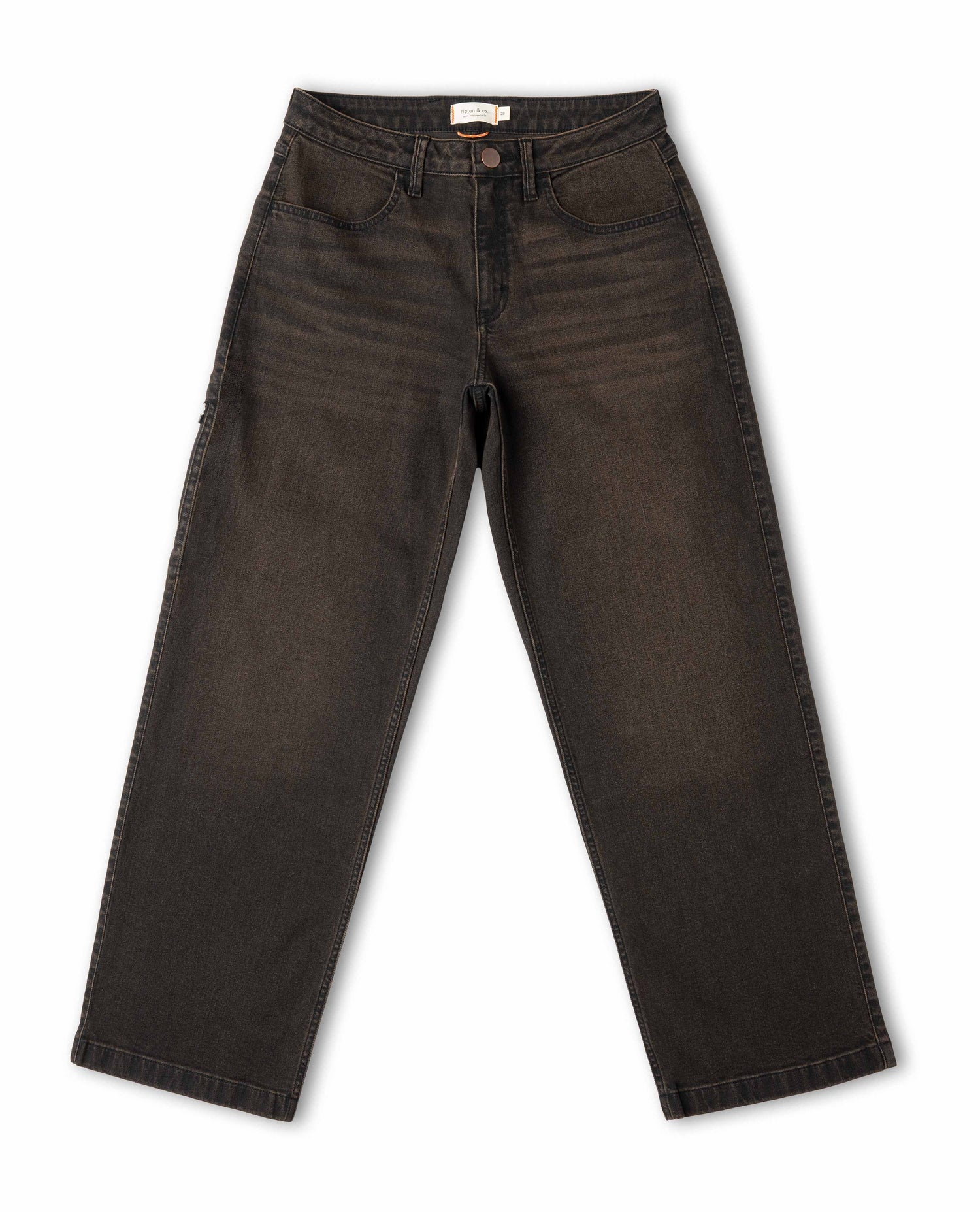 Dark brown jeans on a white background