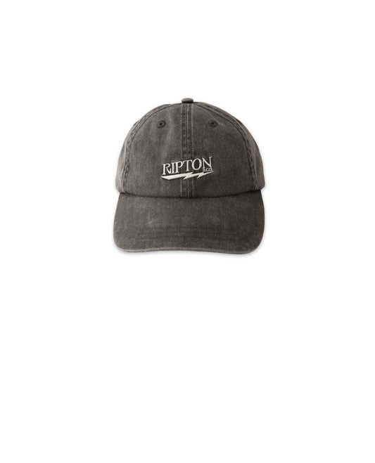 Grey hat with white logo on white background