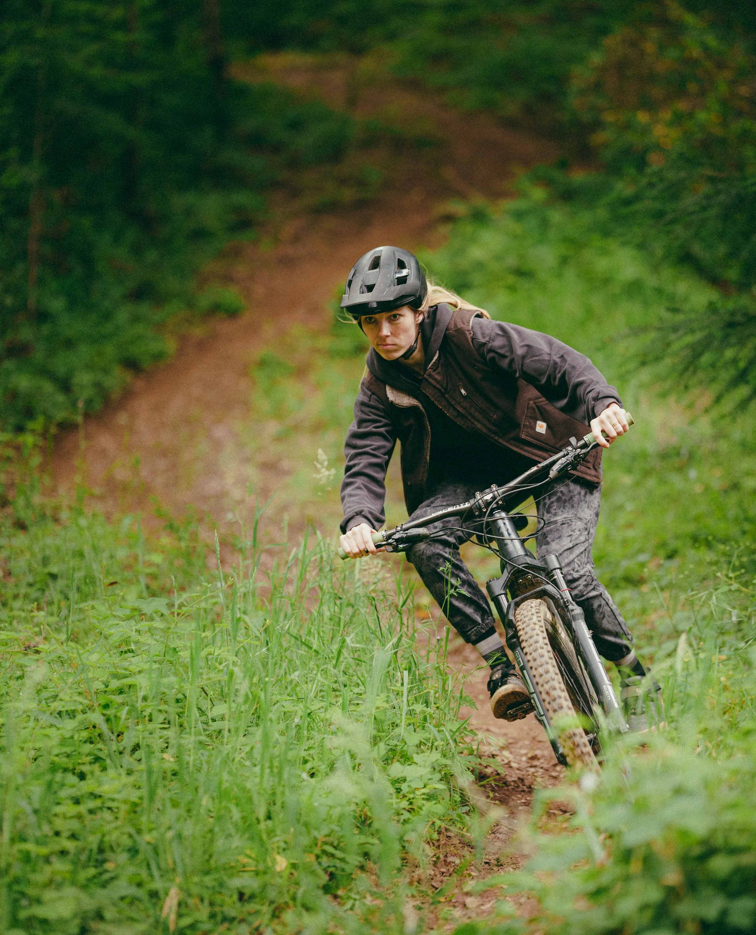 Riding a mountain bike in hello buddy bike pants looking super sick watch out for the poison oak though!